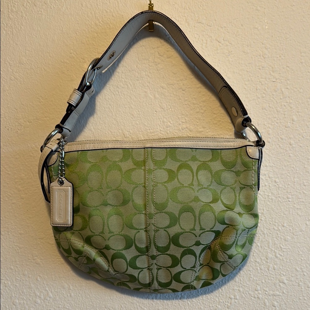 Coach Green Signature Shoulder Bag with Monogram